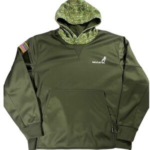MACK‎ Trucks Olive Green Camo Hood Pullover Mens 2XL Hoodie Sweatshirt USA Patch